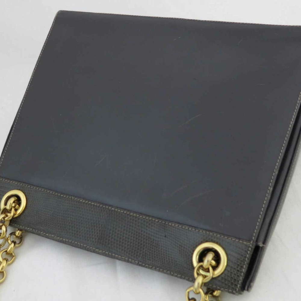 Salvatore Ferragamo Shoulder Bag Black Leather lizard embossed - Picture 5 of 8